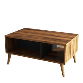 Hanah Home Exxen - 2070 Mesa de centro de 2 niveles Nogal y Antracita